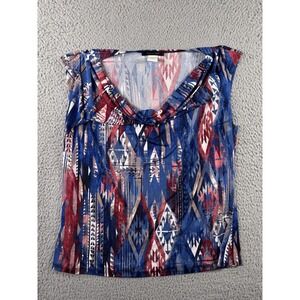 JENNIE & MARLIS Sleeveless Tribal Shirt Women XL Colorful Southwestern Aztec